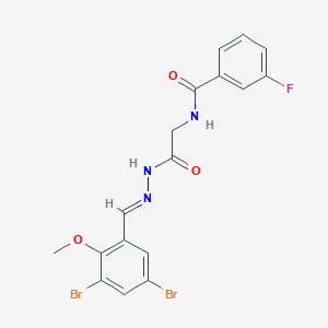N-{2-[2-(3,5-dibromo-2-methoxybenzylidene)hydrazino]-2-oxoethyl}-3-fluorobenzamide