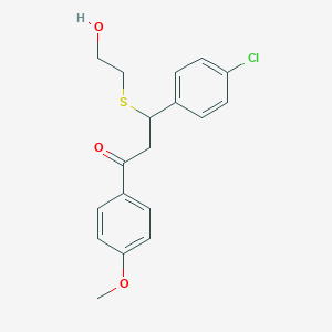 molecular formula C18H19ClO3S B383088 3-(4-Chlorophenyl)-3-((2-hydroxyethyl)thio)-1-(4-methoxyphenyl)propan-1-one CAS No. 385786-12-9