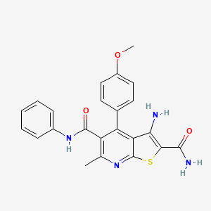 molecular formula C23H20N4O3S B3831037 3-amino-4-(4-methoxyphenyl)-6-methyl-N~5~-phenylthieno[2,3-b]pyridine-2,5-dicarboxamide 