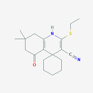 molecular formula C19H26N2OS B3831083 2'-(ethylthio)-7',7'-dimethyl-5'-oxo-5',6',7',8'-tetrahydro-1'H-spiro[cyclohexane-1,4'-quinoline]-3'-carbonitrile 