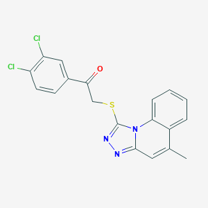 molecular formula C19H13Cl2N3OS B383112 1-(3,4-Dichlorophenyl)-2-((5-methyl-[1,2,4]triazolo[4,3-a]quinolin-1-yl)thio)ethanone CAS No. 442865-52-3