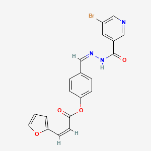 molecular formula C20H14BrN3O4 B3831158 4-{2-[(5-bromo-3-pyridinyl)carbonyl]carbonohydrazonoyl}phenyl 3-(2-furyl)acrylate 