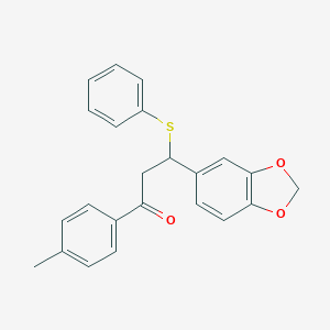 molecular formula C23H20O3S B383116 3-(1,3-Benzodioxol-5-yl)-1-(4-methylphenyl)-3-(phenylsulfanyl)-1-propanone 