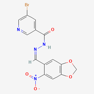 molecular formula C14H9BrN4O5 B3831166 5-bromo-N'-[(6-nitro-1,3-benzodioxol-5-yl)methylene]nicotinohydrazide 