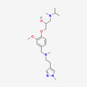 molecular formula C22H36N4O3 B3831185 1-[isopropyl(methyl)amino]-3-[2-methoxy-4-({methyl[2-(1-methyl-1H-pyrazol-4-yl)ethyl]amino}methyl)phenoxy]-2-propanol 