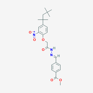 molecular formula C25H31N3O6 B3831192 methyl 4-(2-{[2-nitro-4-(1,1,3,3-tetramethylbutyl)phenoxy]acetyl}carbonohydrazonoyl)benzoate 