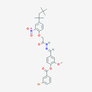 molecular formula C31H34BrN3O7 B3831203 2-methoxy-4-(2-{[2-nitro-4-(1,1,3,3-tetramethylbutyl)phenoxy]acetyl}carbonohydrazonoyl)phenyl 3-bromobenzoate 