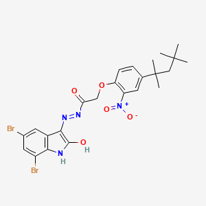 molecular formula C24H26Br2N4O5 B3831205 N'-(5,7-dibromo-2-oxo-1,2-dihydro-3H-indol-3-ylidene)-2-[2-nitro-4-(1,1,3,3-tetramethylbutyl)phenoxy]acetohydrazide 