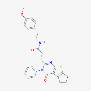 N-[2-(4-methoxyphenyl)ethyl]-2-[(4-oxo-3-phenyl-3,5,6,7-tetrahydro-4H-cyclopenta[4,5]thieno[2,3-d]pyrimidin-2-yl)sulfanyl]acetamide