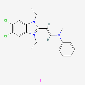 molecular formula C20H22Cl2IN3 B3831372 5,6-dichloro-1,3-diethyl-2-{2-[methyl(phenyl)amino]vinyl}-1H-3,1-benzimidazol-3-ium iodide 