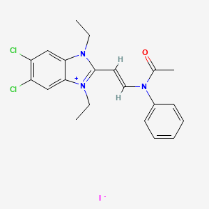 molecular formula C21H22Cl2IN3O B3831379 2-{2-[acetyl(phenyl)amino]vinyl}-5,6-dichloro-1,3-diethyl-1H-3,1-benzimidazol-3-ium iodide 