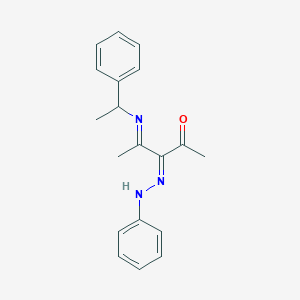 molecular formula C19H21N3O B3831397 4-[(1-phenylethyl)imino]-2,3-pentanedione 3-(phenylhydrazone) 