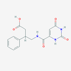 molecular formula C15H15N3O5 B3831405 4-{[(2,6-dioxo-1,2,3,6-tetrahydro-4-pyrimidinyl)carbonyl]amino}-3-phenylbutanoic acid 
