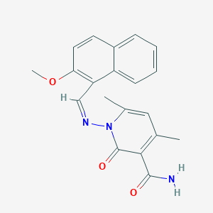 molecular formula C20H19N3O3 B3831434 1-{[(2-methoxy-1-naphthyl)methylene]amino}-4,6-dimethyl-2-oxo-1,2-dihydro-3-pyridinecarboxamide 