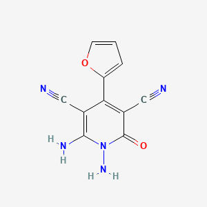 molecular formula C11H7N5O2 B3831446 1,6-diamino-4-(2-furyl)-2-oxo-1,2-dihydro-3,5-pyridinedicarbonitrile CAS No. 320340-20-3