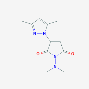 molecular formula C11H16N4O2 B3831508 1-(dimethylamino)-3-(3,5-dimethyl-1H-pyrazol-1-yl)-2,5-pyrrolidinedione 