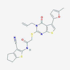 N-(3-cyano-5,6-dihydro-4H-cyclopenta[b]thiophen-2-yl)-2-[5-(5-methylfuran-2-yl)-4-oxo-3-prop-2-enylthieno[2,3-d]pyrimidin-2-yl]sulfanylacetamide