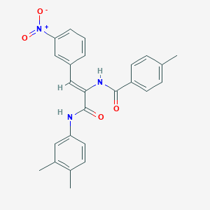 molecular formula C25H23N3O4 B3831668 N-(1-((3,4-DIMETHYLANILINO)CARBONYL)-2-(3-NITROPHENYL)VINYL)-4-METHYLBENZAMIDE CAS No. 90124-96-2