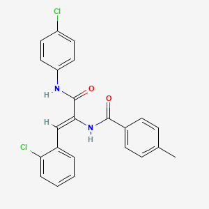 molecular formula C23H18Cl2N2O2 B3831679 N-(2-(2-chlorophenyl)-1-{[(4-chlorophenyl)amino]carbonyl}vinyl)-4-methylbenzamide 