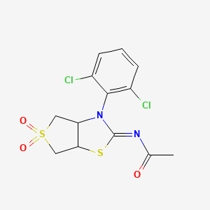 molecular formula C13H12Cl2N2O3S2 B3831716 N-[3-(2,6-dichlorophenyl)-5,5-dioxidotetrahydrothieno[3,4-d][1,3]thiazol-2(3H)-ylidene]acetamide 