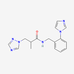 molecular formula C16H18N6O B3831728 N-[2-(1H-imidazol-1-yl)benzyl]-2-methyl-3-(1H-1,2,4-triazol-1-yl)propanamide trifluoroacetate 