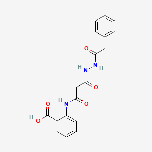 molecular formula C18H17N3O5 B3831753 2-({3-oxo-3-[2-(phenylacetyl)hydrazino]propanoyl}amino)benzoic acid 