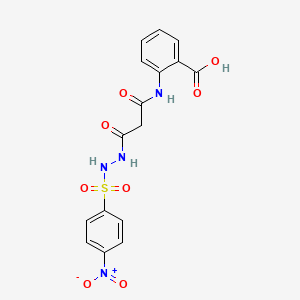 molecular formula C16H14N4O8S B3831754 2-[(3-{2-[(4-nitrophenyl)sulfonyl]hydrazino}-3-oxopropanoyl)amino]benzoic acid 