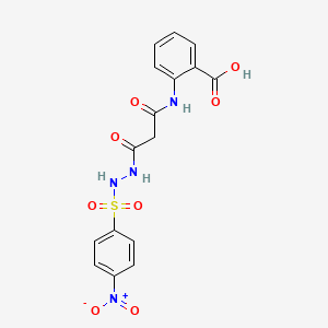 molecular formula C16H14N4O8S B3831754 2-[[3-[2-(4-Nitrophenyl)sulfonylhydrazinyl]-3-oxopropanoyl]amino]benzoic acid 