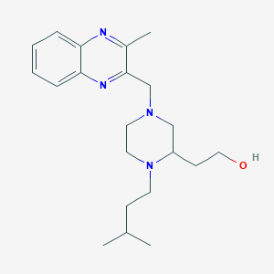 molecular formula C21H32N4O B3831789 2-{1-(3-methylbutyl)-4-[(3-methyl-2-quinoxalinyl)methyl]-2-piperazinyl}ethanol 