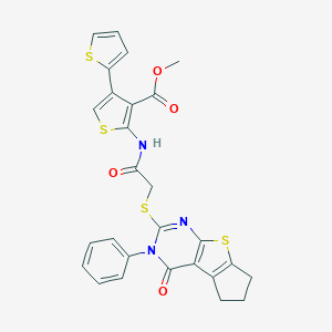 methyl 2-({[(4-oxo-3-phenyl-3,5,6,7-tetrahydro-4H-cyclopenta[4,5]thieno[2,3-d]pyrimidin-2-yl)sulfanyl]acetyl}amino)-2',4-bithiophene-3-carboxylate
