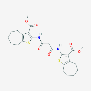molecular formula C25H30N2O6S2 B383187 methyl 2-[[3-[(3-methoxycarbonyl-5,6,7,8-tetrahydro-4H-cyclohepta[b]thiophen-2-yl)amino]-3-oxopropanoyl]amino]-5,6,7,8-tetrahydro-4H-cyclohepta[b]thiophene-3-carboxylate CAS No. 379236-89-2