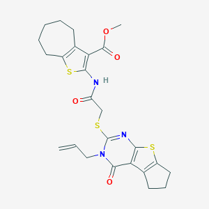 methyl 2-({[(3-allyl-4-oxo-3,5,6,7-tetrahydro-4H-cyclopenta[4,5]thieno[2,3-d]pyrimidin-2-yl)sulfanyl]acetyl}amino)-5,6,7,8-tetrahydro-4H-cyclohepta[b]thiophene-3-carboxylate