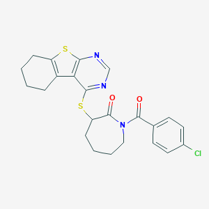 1-(4-Chlorobenzoyl)-3-(5,6,7,8-tetrahydro-[1]benzothiolo[2,3-d]pyrimidin-4-ylsulfanyl)azepan-2-one