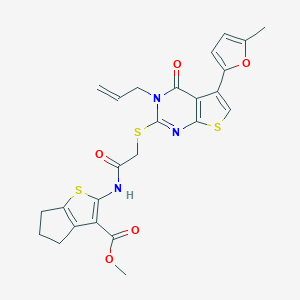 methyl 2-[[2-[5-(5-methylfuran-2-yl)-4-oxo-3-prop-2-enylthieno[2,3-d]pyrimidin-2-yl]sulfanylacetyl]amino]-5,6-dihydro-4H-cyclopenta[b]thiophene-3-carboxylate