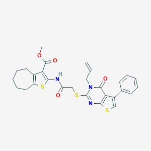 methyl 2-({[(3-allyl-4-oxo-5-phenyl-3,4-dihydrothieno[2,3-d]pyrimidin-2-yl)sulfanyl]acetyl}amino)-5,6,7,8-tetrahydro-4H-cyclohepta[b]thiophene-3-carboxylate