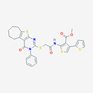 methyl 2-({[(4-oxo-3-phenyl-3,5,6,7,8,9-hexahydro-4H-cyclohepta[4,5]thieno[2,3-d]pyrimidin-2-yl)sulfanyl]acetyl}amino)-2',4-bithiophene-3-carboxylate