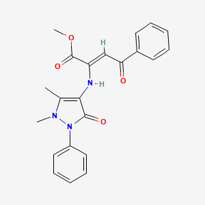 molecular formula C22H21N3O4 B3832129 methyl 2-[(1,5-dimethyl-3-oxo-2-phenyl-2,3-dihydro-1H-pyrazol-4-yl)amino]-4-oxo-4-phenyl-2-butenoate 
