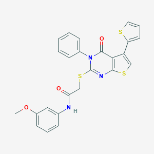 molecular formula C25H19N3O3S3 B383224 N-(3-methoxyphenyl)-2-(4-oxo-3-phenyl-5-thiophen-2-ylthieno[2,3-d]pyrimidin-2-yl)sulfanylacetamide CAS No. 379236-70-1