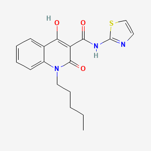 molecular formula C18H19N3O3S B3832300 4-hydroxy-2-oxo-1-pentyl-N-1,3-thiazol-2-yl-1,2-dihydro-3-quinolinecarboxamide 