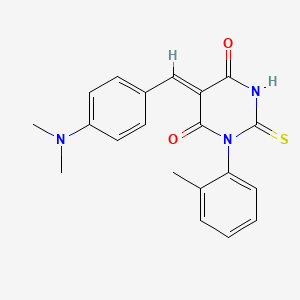 molecular formula C20H19N3O2S B3832399 5-[4-(dimethylamino)benzylidene]-1-(2-methylphenyl)-2-thioxodihydro-4,6(1H,5H)-pyrimidinedione 