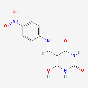 molecular formula C11H8N4O5 B3832400 5-{[(4-nitrophenyl)amino]methylene}-2,4,6(1H,3H,5H)-pyrimidinetrione 