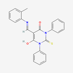 molecular formula C24H19N3O2S B3832406 5-{[(2-methylphenyl)amino]methylene}-1,3-diphenyl-2-thioxodihydro-4,6(1H,5H)-pyrimidinedione 