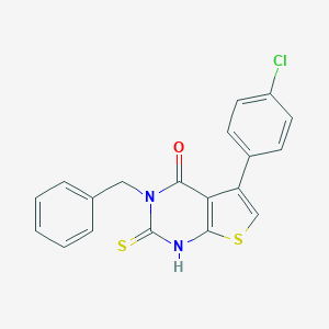 molecular formula C19H13ClN2OS2 B383243 3-benzyl-5-(4-chlorophenyl)-2-thioxo-2,3-dihydrothieno[2,3-d]pyrimidin-4(1H)-one CAS No. 379236-99-4