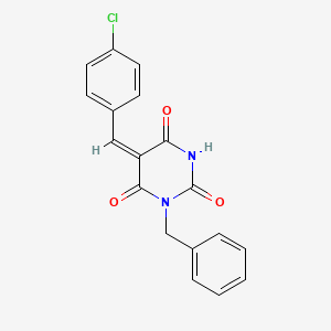 molecular formula C18H13ClN2O3 B3832441 1-benzyl-5-(4-chlorobenzylidene)-2,4,6(1H,3H,5H)-pyrimidinetrione 