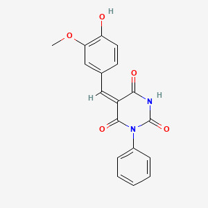 molecular formula C18H14N2O5 B3832489 5-(4-hydroxy-3-methoxybenzylidene)-1-phenyl-2,4,6(1H,3H,5H)-pyrimidinetrione 
