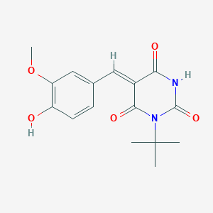 molecular formula C16H18N2O5 B3832493 1-tert-butyl-5-(4-hydroxy-3-methoxybenzylidene)-2,4,6(1H,3H,5H)-pyrimidinetrione 