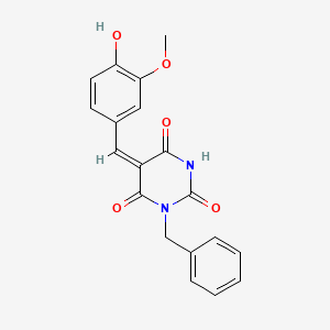 molecular formula C19H16N2O5 B3832500 1-benzyl-5-(4-hydroxy-3-methoxybenzylidene)-2,4,6(1H,3H,5H)-pyrimidinetrione 