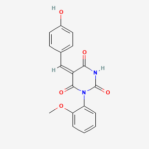 molecular formula C18H14N2O5 B3832516 5-(4-hydroxybenzylidene)-1-(2-methoxyphenyl)-2,4,6(1H,3H,5H)-pyrimidinetrione 