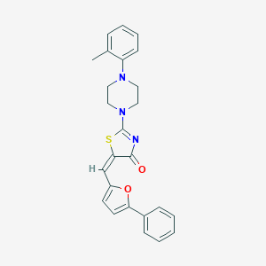 molecular formula C25H23N3O2S B383253 2-[4-(2-methylphenyl)-1-piperazinyl]-5-[(5-phenyl-2-furyl)methylene]-1,3-thiazol-4(5H)-one 