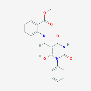 molecular formula C19H15N3O5 B3832533 methyl 2-{[(2,4,6-trioxo-1-phenyltetrahydro-5(2H)-pyrimidinylidene)methyl]amino}benzoate 
